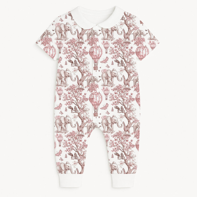 Romper Short sleeve with Collar K061CL Pink Toile Africa Romper Short sleeve with Collar K061CL Pink Toile Africa