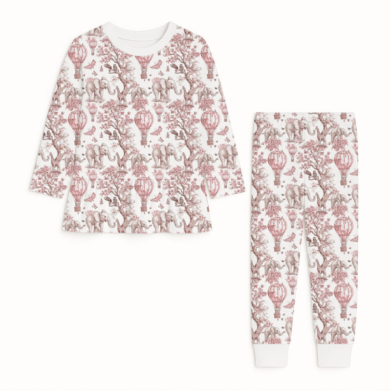Girls Supima Cotton Pyjamas with Long Sleeves — PJ009 Pink Toile Africa