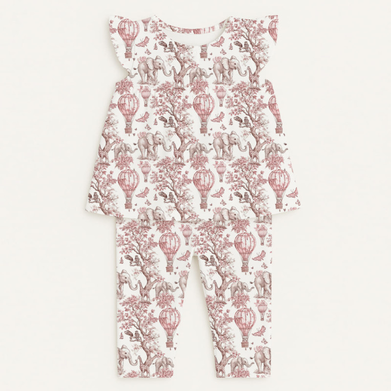 Yoke Girls Pyjama 100% organic Cotton PJ015 Pink Toile Africa
