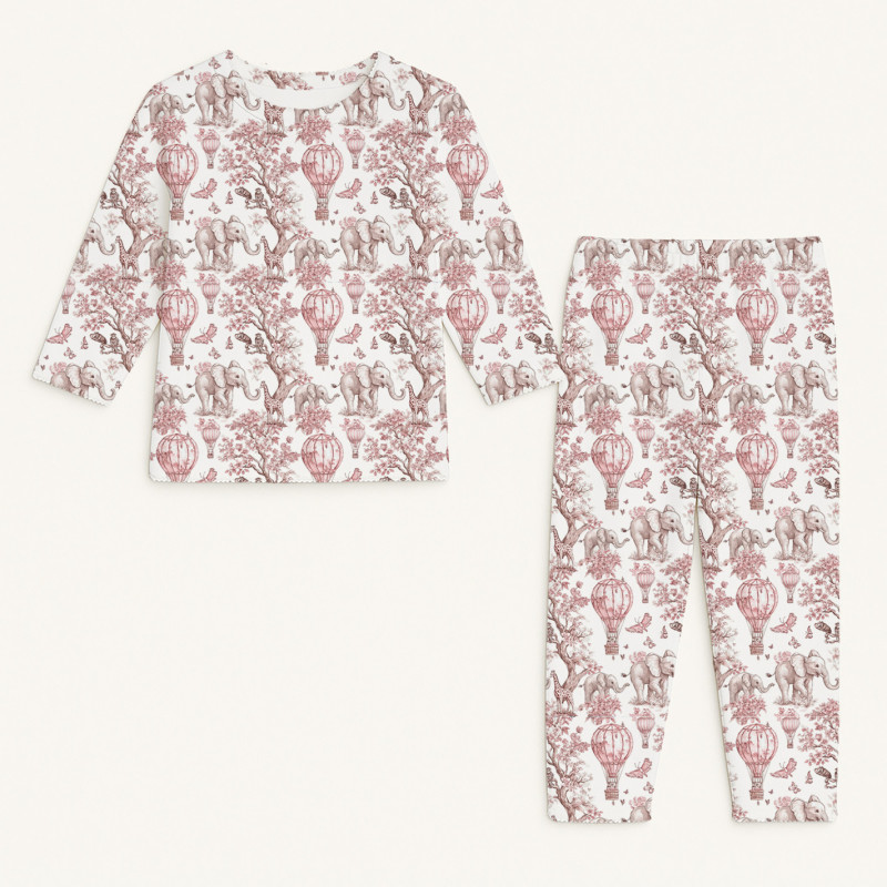 Pyjama long sleeve 100% organic pima Cotton PJ025 Pink Toile Africa Pyjama long sleeve 100% organic pima Cotton PJ025 Pink Toile Africa