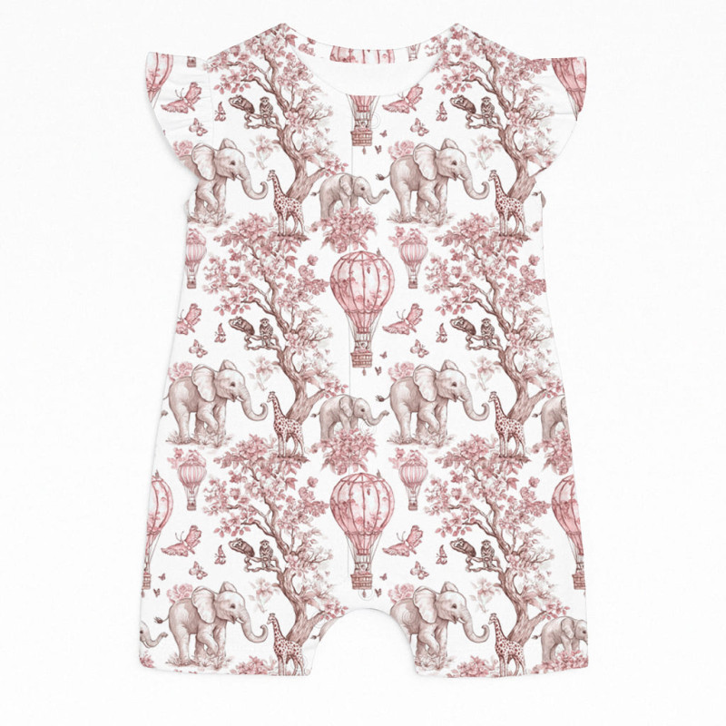 Supima Cotton Shortie with Ruffles – R007 Pink Toile Africa Supima Cotton Shortie with Ruffles – R007 Pink Toile Africa