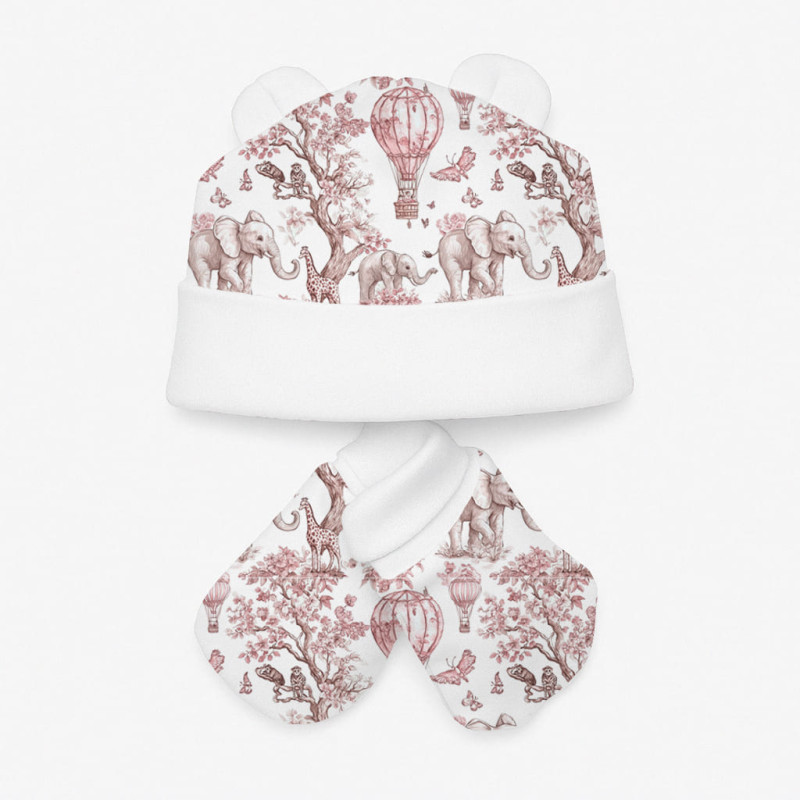 Комплект: шапочка та царапки Set010 Pink Toile Africa