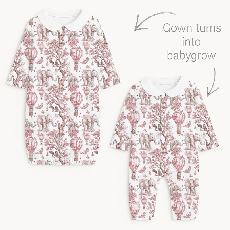 Baby converter gown with collar TR003 Pink Toile Africa