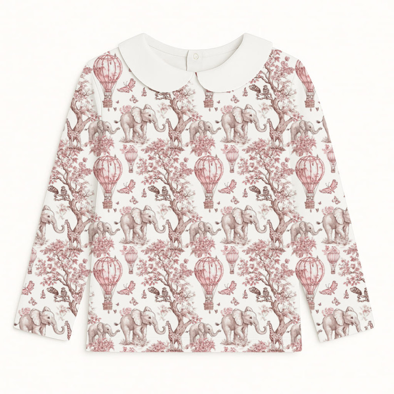 Long Sleeve T-shirt for Boys and Girls  з комiрцем TSH002CL Pink Toile Africa