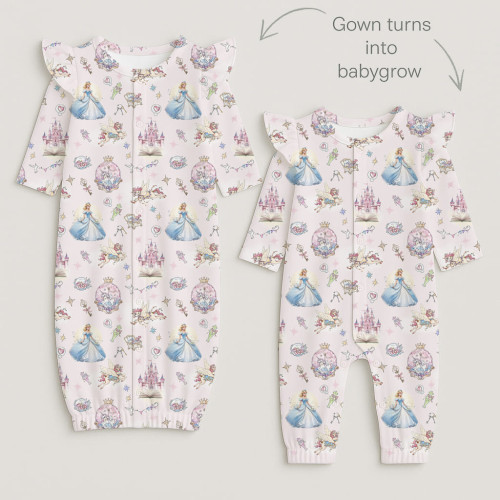 Baby converter gown with ru..