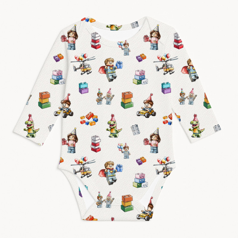 Printed Long-Sleeved Bodyvest for Babies BLS001 BLOCK PARTY Printed Long-Sleeved Bodyvest for Babies BLS001 BLOCK PARTY