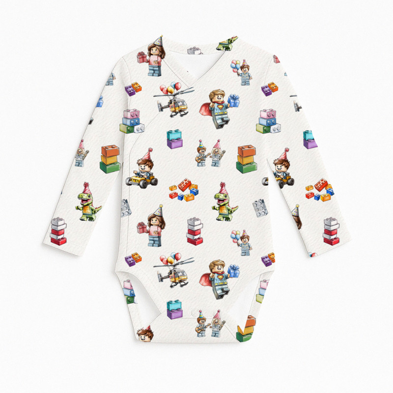 Printed Long-Sleeve Kimono Bodyvest for Babies BLS004 BLOCK PARTY Printed Long-Sleeve Kimono Bodyvest for Babies BLS004 BLOCK PARTY
