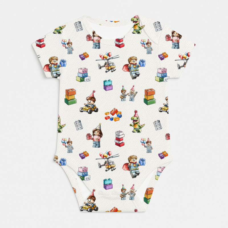 Printed Short-Sleeve Bodyvest for Babies BSHL001 BLOCK PARTY Printed Short-Sleeve Bodyvest for Babies BSHL001 BLOCK PARTY