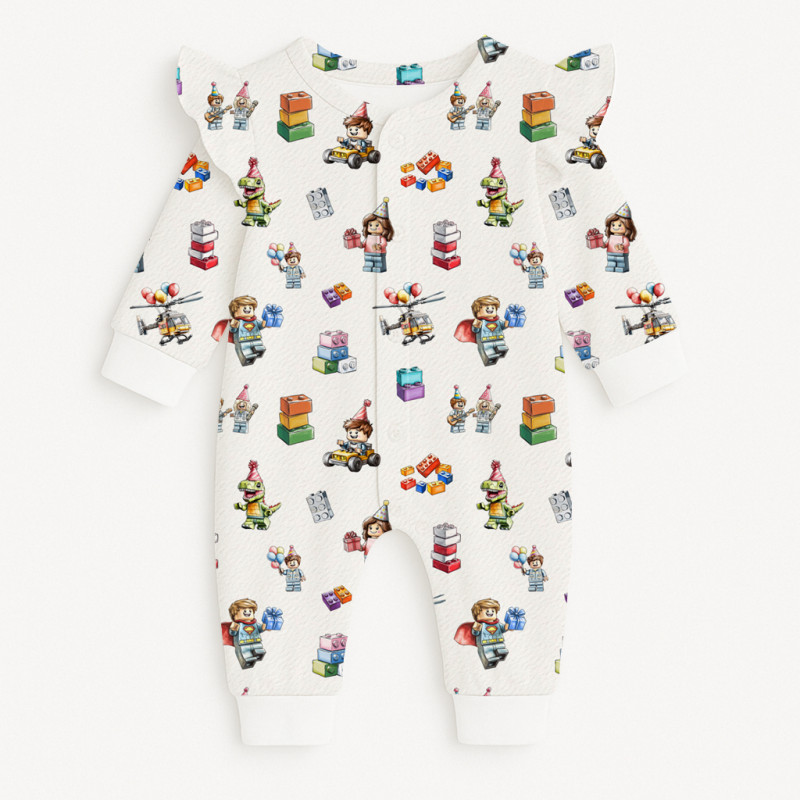 Long sleeve Romper for baby with ruffles K070 BLOCK PARTY Long sleeve Romper for baby with ruffles K070 BLOCK PARTY