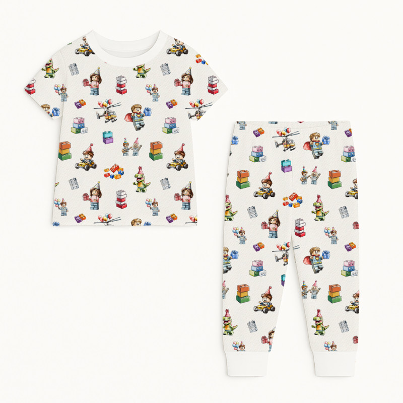 Patterned Supima Cotton Pyjamas Set PJ008 BLOCK PARTY