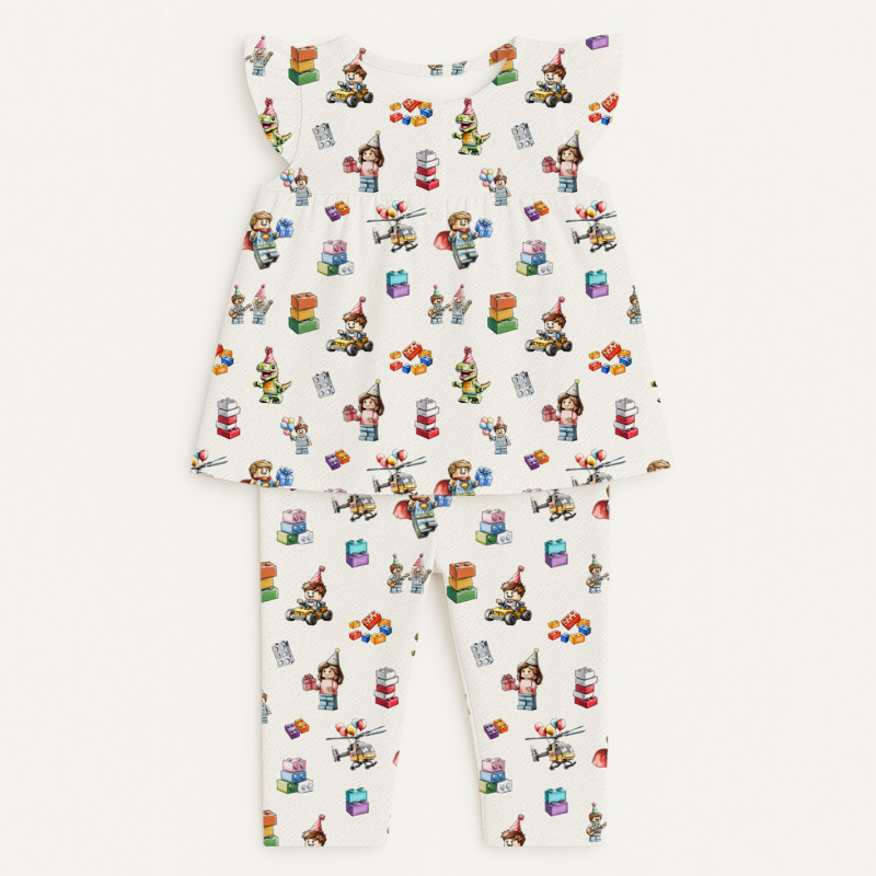 Yoke Girls Pyjama 100% organic Cotton PJ015 BLOCK PARTY Yoke Girls Pyjama 100% organic Cotton PJ015 BLOCK PARTY