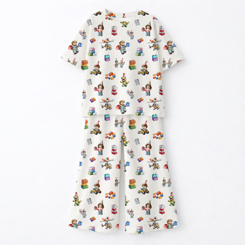Children’s Set with Oversized T-Shirt and Palazzo Pants  PJ030 100% Pima Cotton