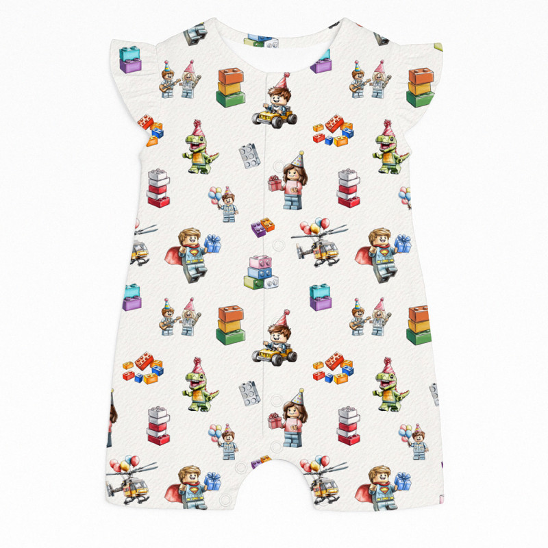 Supima Cotton Shortie with Ruffles – R007 BLOCK PARTY Supima Cotton Shortie with Ruffles – R007 BLOCK PARTY