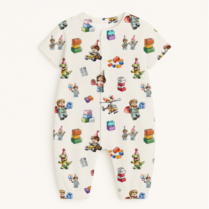 Long Supima Cotton Shortie with Sleeves  R017 BLOCK PARTY