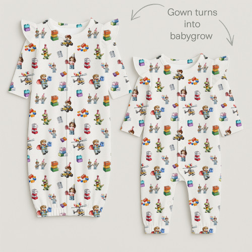 Baby converter gown with ru..
