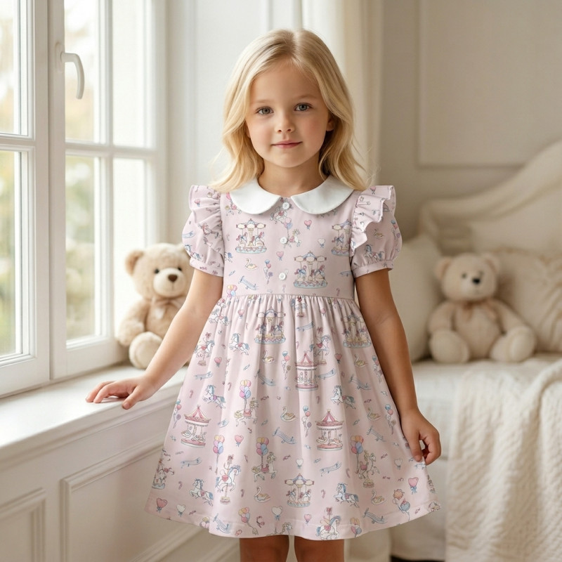 Supima Cotton Night Dress with Ruffle DR019CL Bonbon Pink