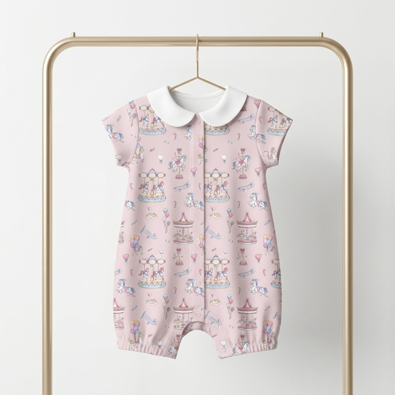 Supima Cotton Shortie with Collar R003CL Bonbon Pink
