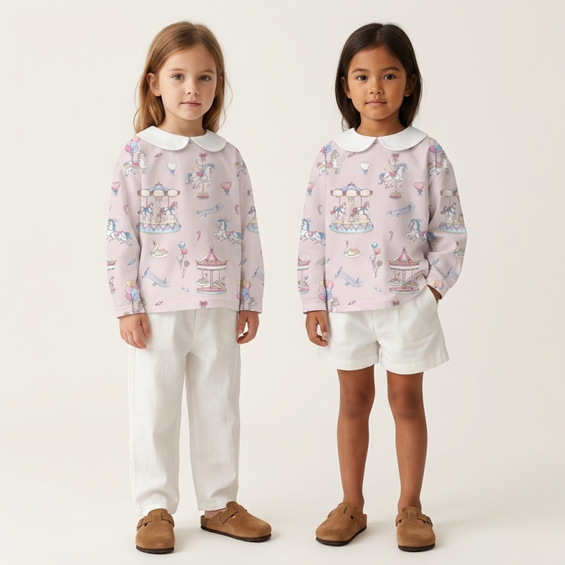 Long Sleeve T-shirt for Boys and Girls з комiрцем TSH002CL BONBON PINK Long Sleeve T-shirt for Boys and Girls з комiрцем TSH002CL BONBON PINK