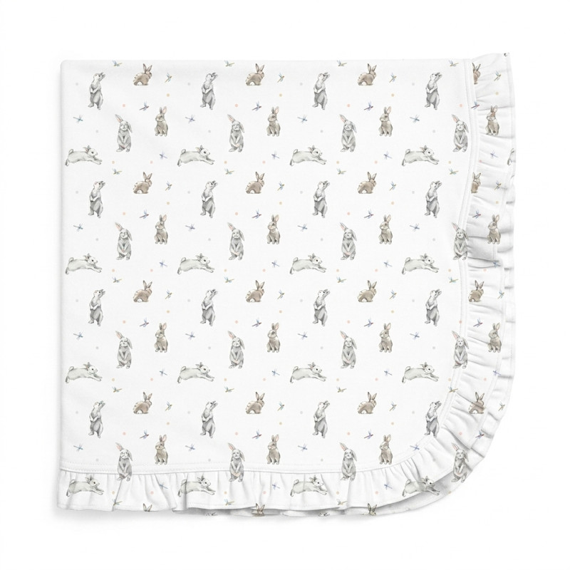 Two-Layer Baby Blanket with Ruffles BL002  BUNNY CLASSIC