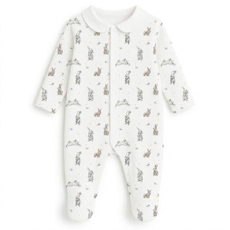 Babygrow with collar 100% pima cotton with K063 BUNNY CLASSIC Babygrow with collar 100% pima cotton with K063 BUNNY CLASSIC