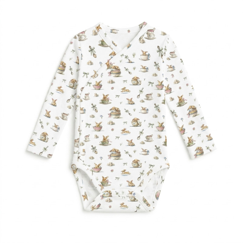 Боді Kimono з довгим рукавом для немовлят BLS004 BUNNY TEA