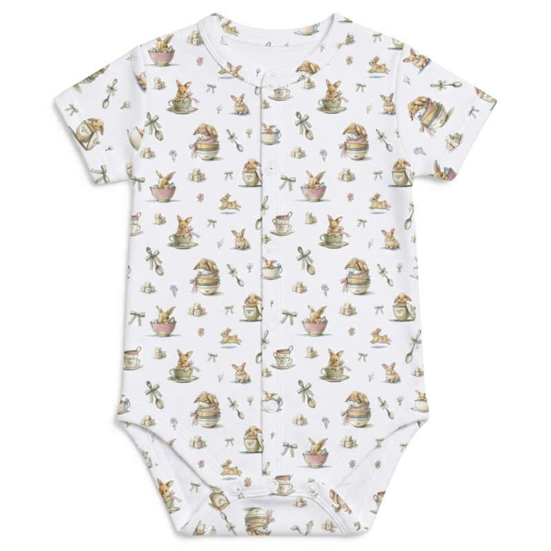 Боді Передня застібка з коротким рукавом для немовлят BSHL009  BUNNY TEA