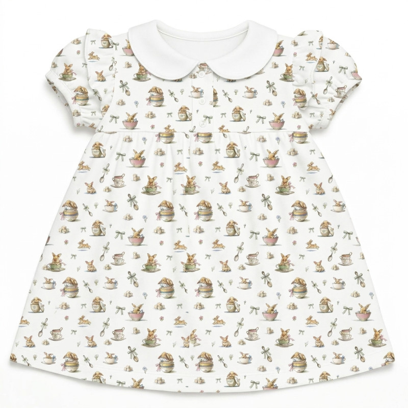 Supima Cotton Night Dress with Ruffle DR019CL BUNNY TEA Supima Cotton Night Dress with Ruffle DR019CL BUNNY TEA
