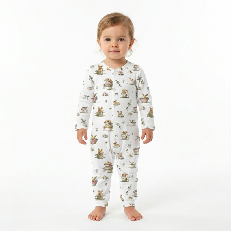 Long sleeve Romper for baby K060 BUNNY TEA Long sleeve Romper for baby K060 BUNNY TEA