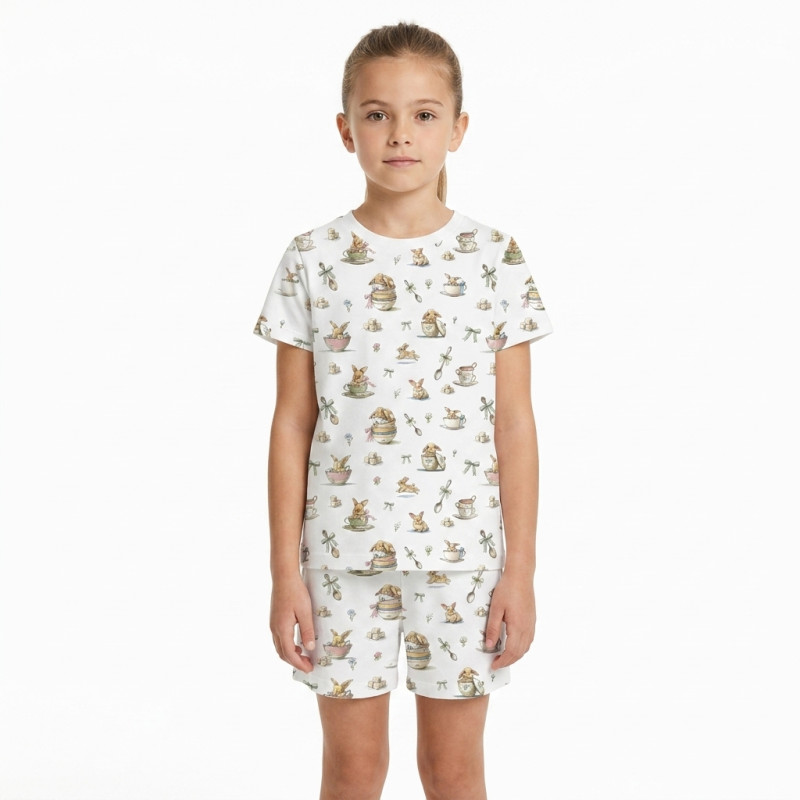 Pyjama short sleeve 100% organic pima Cotton PJ005 BUNNY TEA Pyjama short sleeve 100% organic pima Cotton PJ005 BUNNY TEA