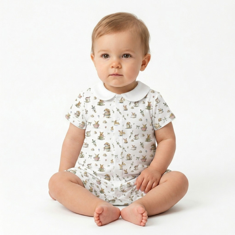 Supima Cotton Shortie with Collar R003CL BUNNY TEA