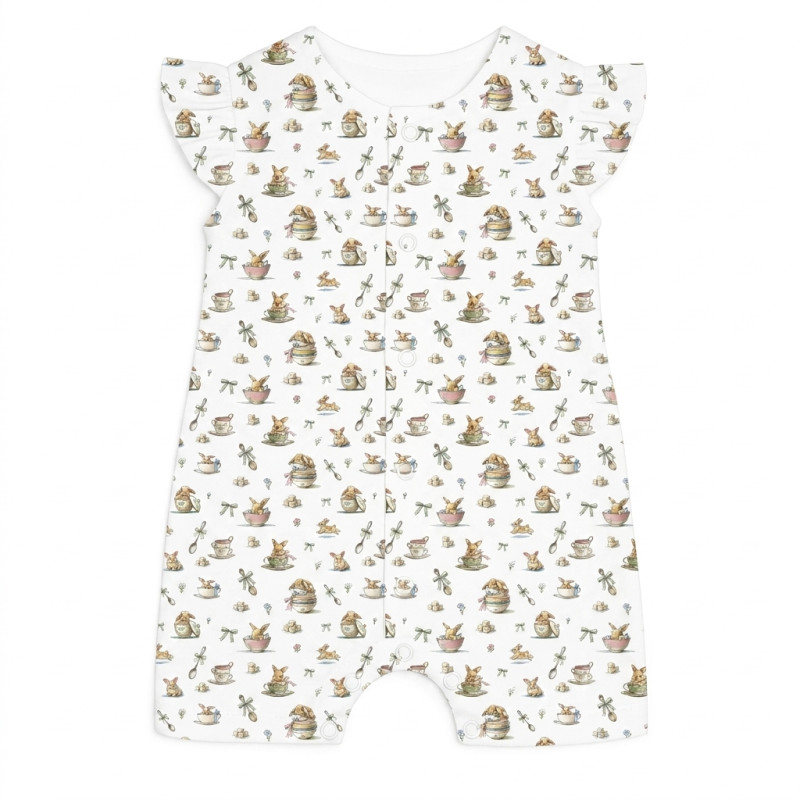 Supima Cotton Shortie with Ruffles – R007 BUNNY TEA Supima Cotton Shortie with Ruffles – R007 BUNNY TEA