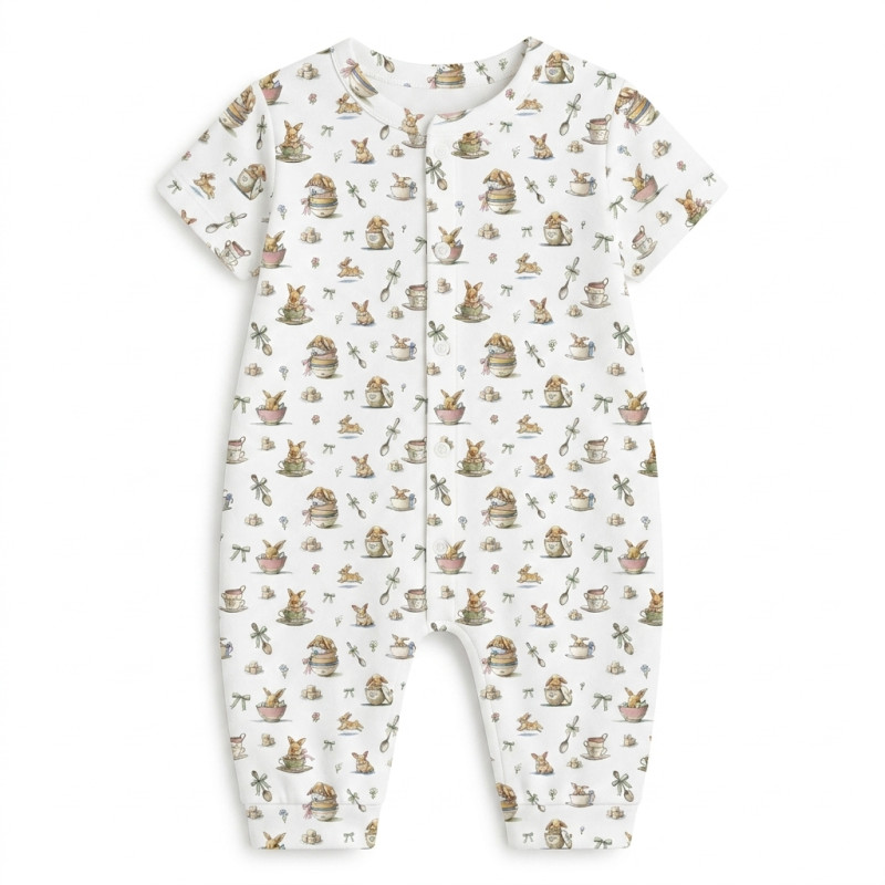 Long Supima Cotton Shortie with Sleeves R017 BUNNY TEA Long Supima Cotton Shortie with Sleeves R017 BUNNY TEA