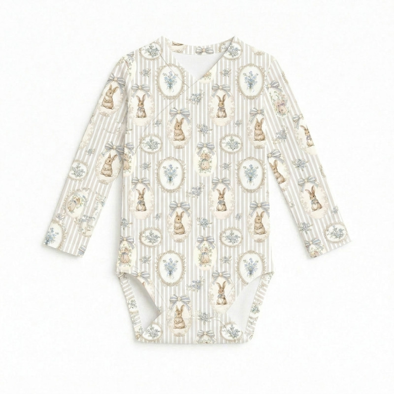 Printed Long-Sleeve Kimono Bodyvest for Babies BLS004 IVORY Printed Long-Sleeve Kimono Bodyvest for Babies BLS004 IVORY