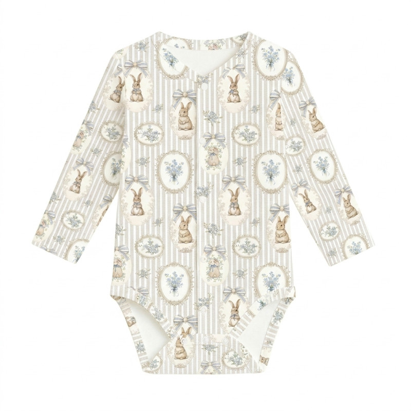 Printed Long-Sleeve Front Fastening Bodyvest for Babies BLS005 IVORY Printed Long-Sleeve Front Fastening Bodyvest for Babies BLS005 IVORY