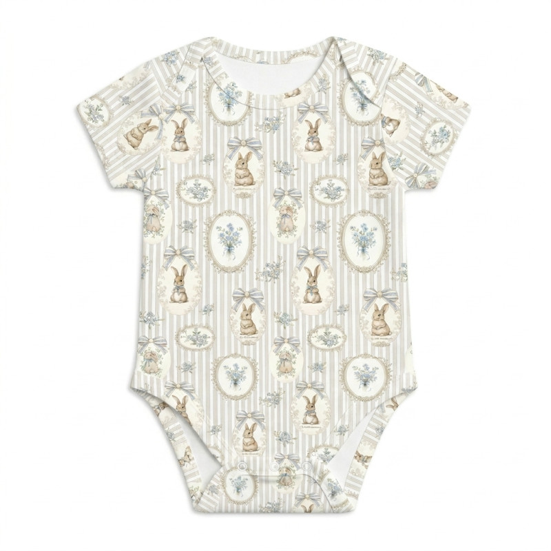 Printed Short-Sleeve Bodyvest for Babies BSHL001 IVORY Printed Short-Sleeve Bodyvest for Babies BSHL001 IVORY