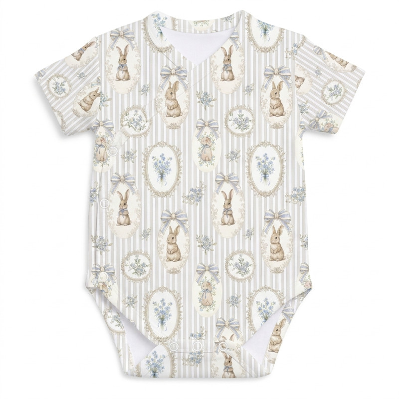 Боді Kimono з кортким рукавом для немовлят BSHL004  IVORY