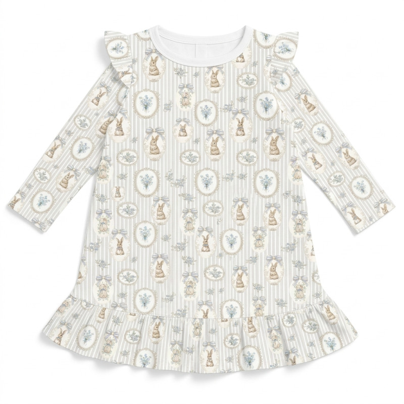 Charming Long-Sleeved Night Dress with Ruffles DR010 IVORY Charming Long-Sleeved Night Dress with Ruffles DR010 IVORY