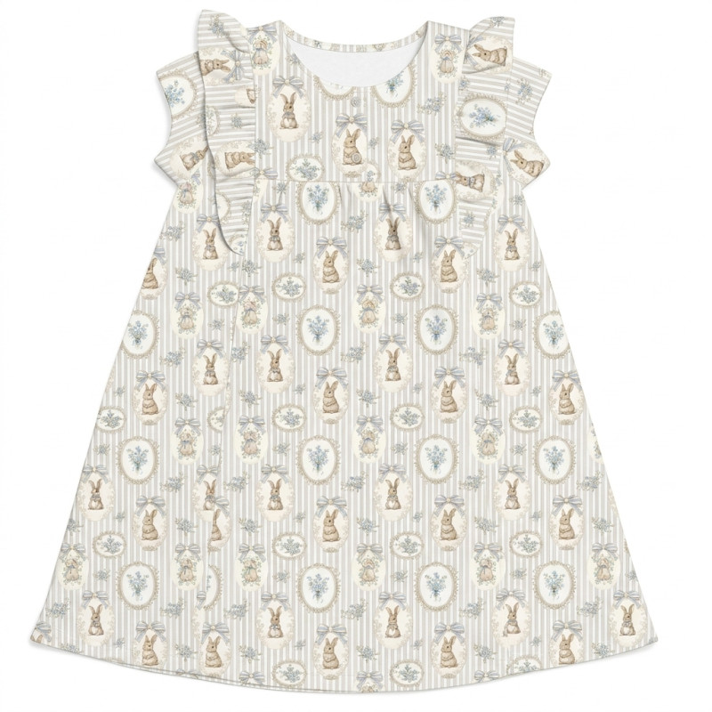 Сукня  з коротким рукавом і оборкою з бавовни Supima DR018 IVORY