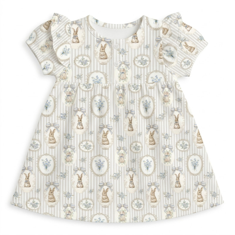 Сукня  з коротким рукавом і оборкою з бавовни Supima DR019 IVORY
