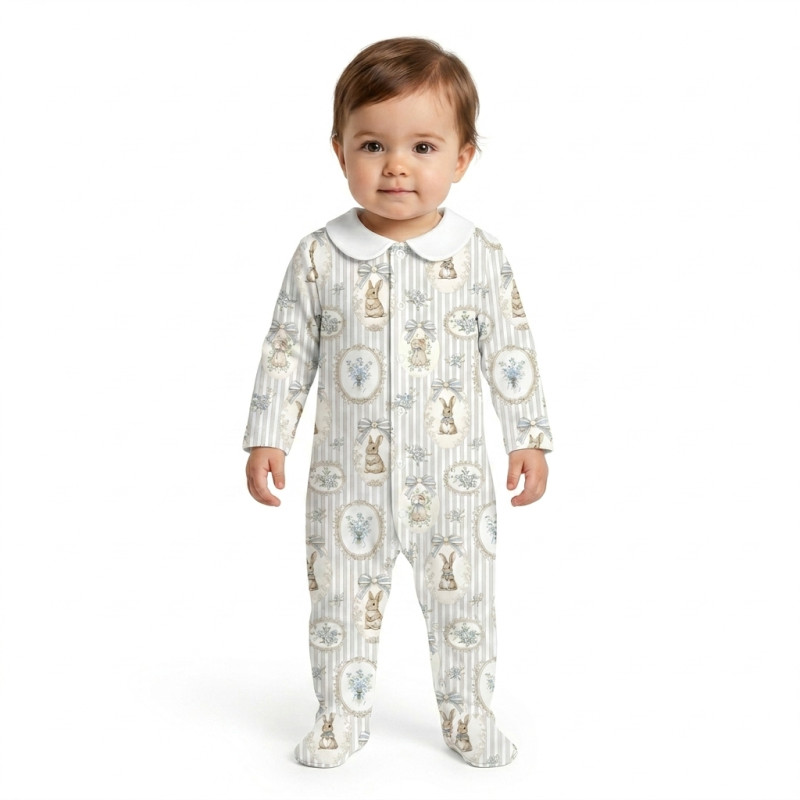 Babygrow with collar 100% pima cotton with K063 IVORY Babygrow with collar 100% pima cotton with K063 IVORY