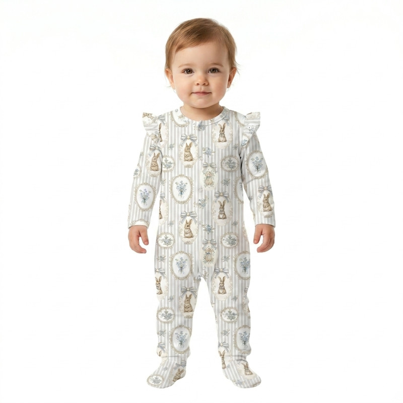 Babygrow with ruffles 100% pima cotton K065 IVORY Babygrow with ruffles 100% pima cotton K065 IVORY