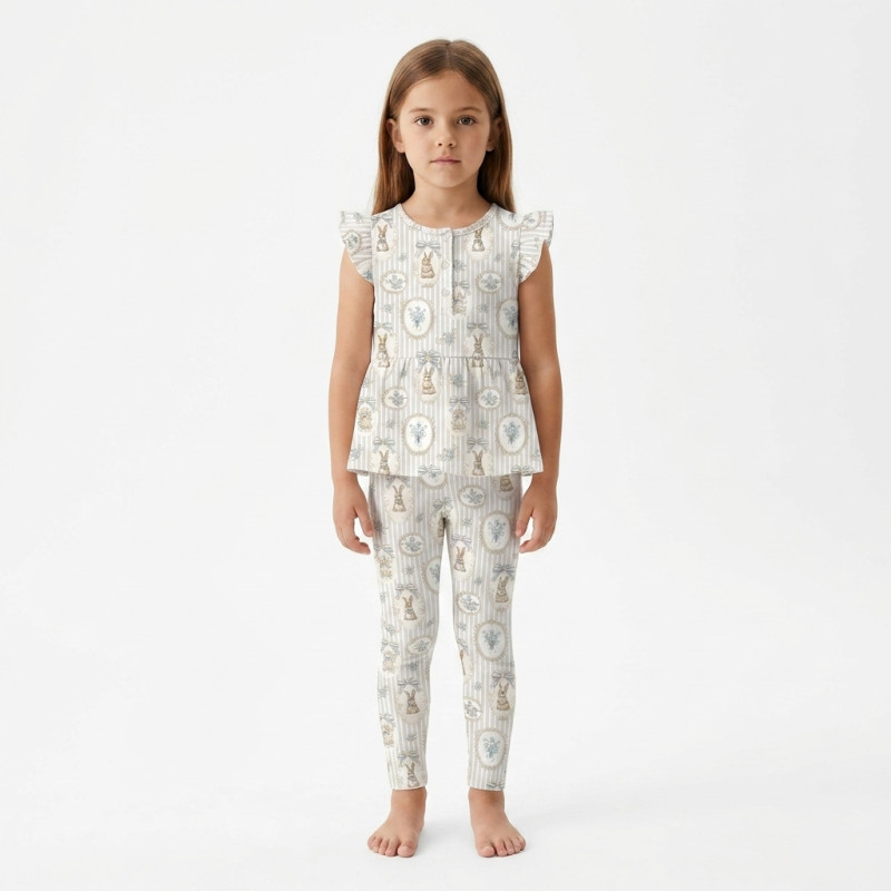 Yoke Girls Pyjama 100% organic Cotton PJ015 IVORY Yoke Girls Pyjama 100% organic Cotton PJ015 IVORY