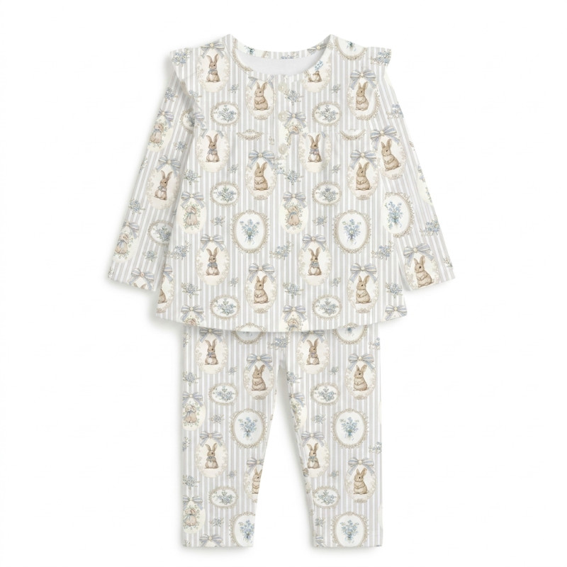 Yoke Girls Pyjama long sleeve 100% organic Cotton PJ029 IVORY Yoke Girls Pyjama long sleeve 100% organic Cotton PJ029 IVORY