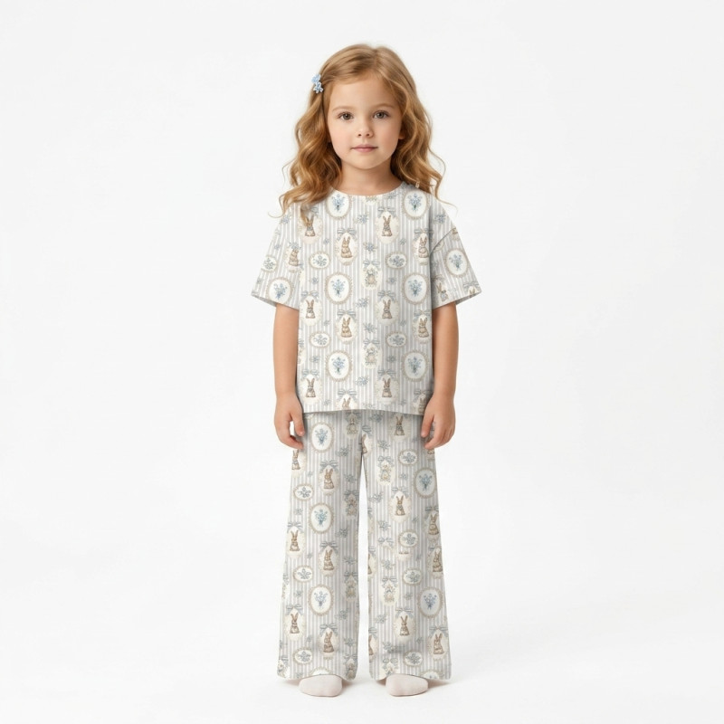 Children’s Set with Oversized T-Shirt and Palazzo Pants  PJ030 100% Pima Cotton