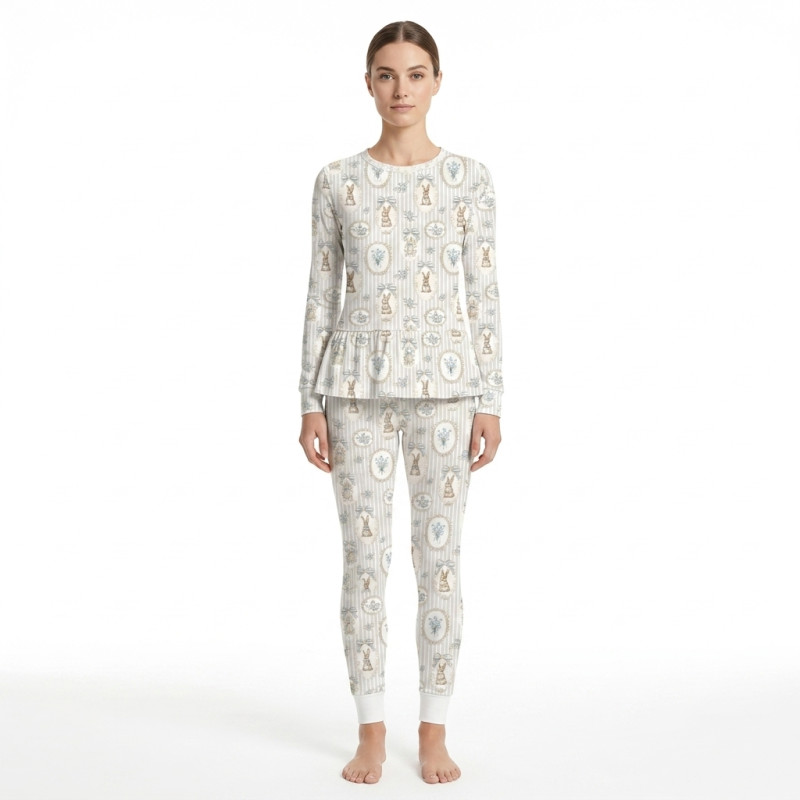 Luxury Long Adult Pyjama Set PW109 IVORY Luxury Long Adult Pyjama Set PW109 IVORY