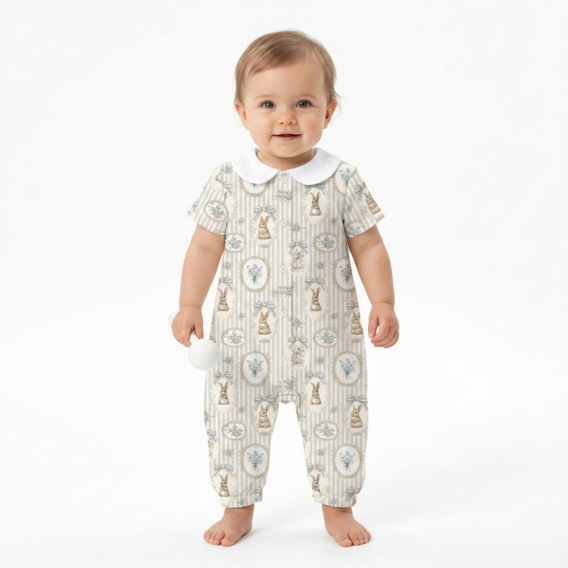 Long Supima Cotton Shortie with Sleeves and Collar R017CL IVORY Long Supima Cotton Shortie with Sleeves and Collar R017CL IVORY