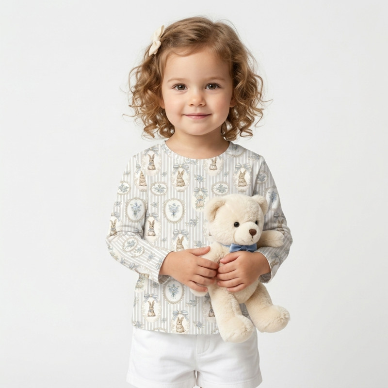 Long Sleeve T-shirt for Boys and Girls TSH002 IVORY Long Sleeve T-shirt for Boys and Girls TSH002 IVORY