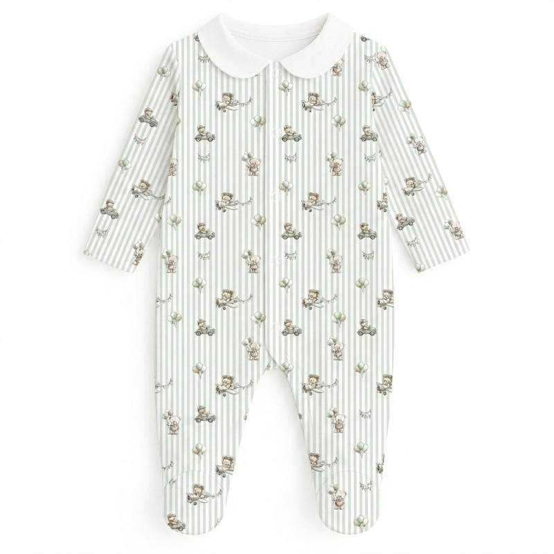 Babygrow with collar 100% pima cotton with K063 OLIVER Babygrow with collar 100% pima cotton with K063 OLIVER