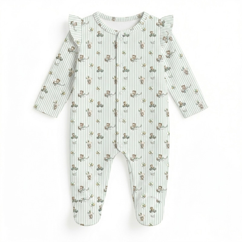 Babygrow with ruffles 100% pima cotton K065 OLIVER Babygrow with ruffles 100% pima cotton K065 OLIVER