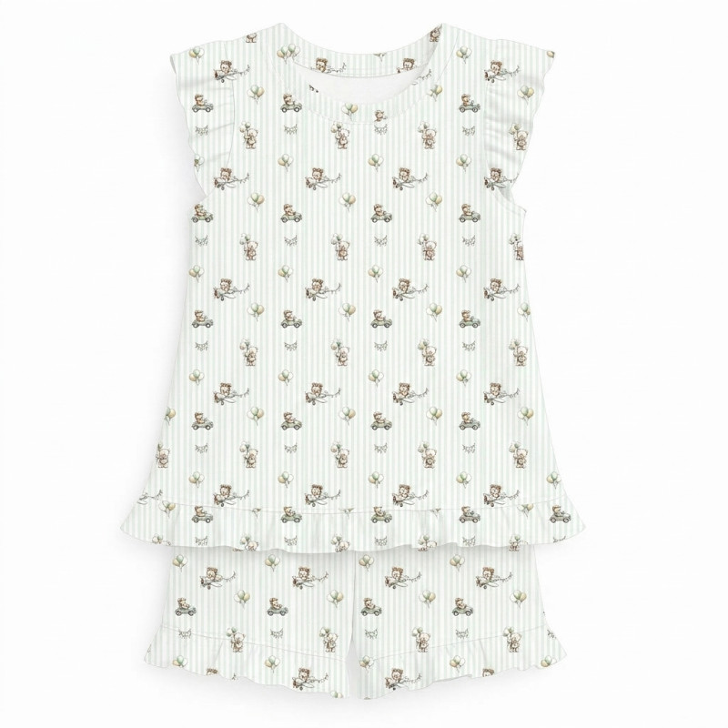 Short Supima Cotton Pyjamas with Ruffles – PJ007 OLIVER